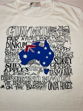 Vintage Australia Graphic Tee by Gooses T-shirts Aust with Aust slang size 24 XL